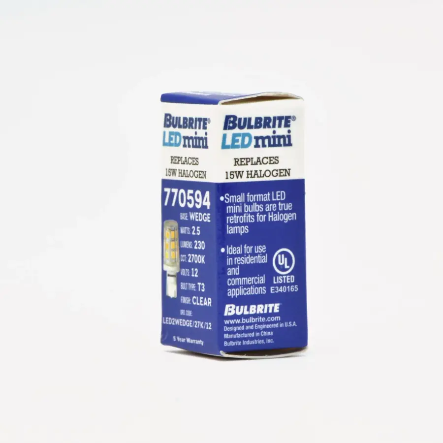 2.5W LED Wedge Mini Bulb - 2700K Warm White - Image 3