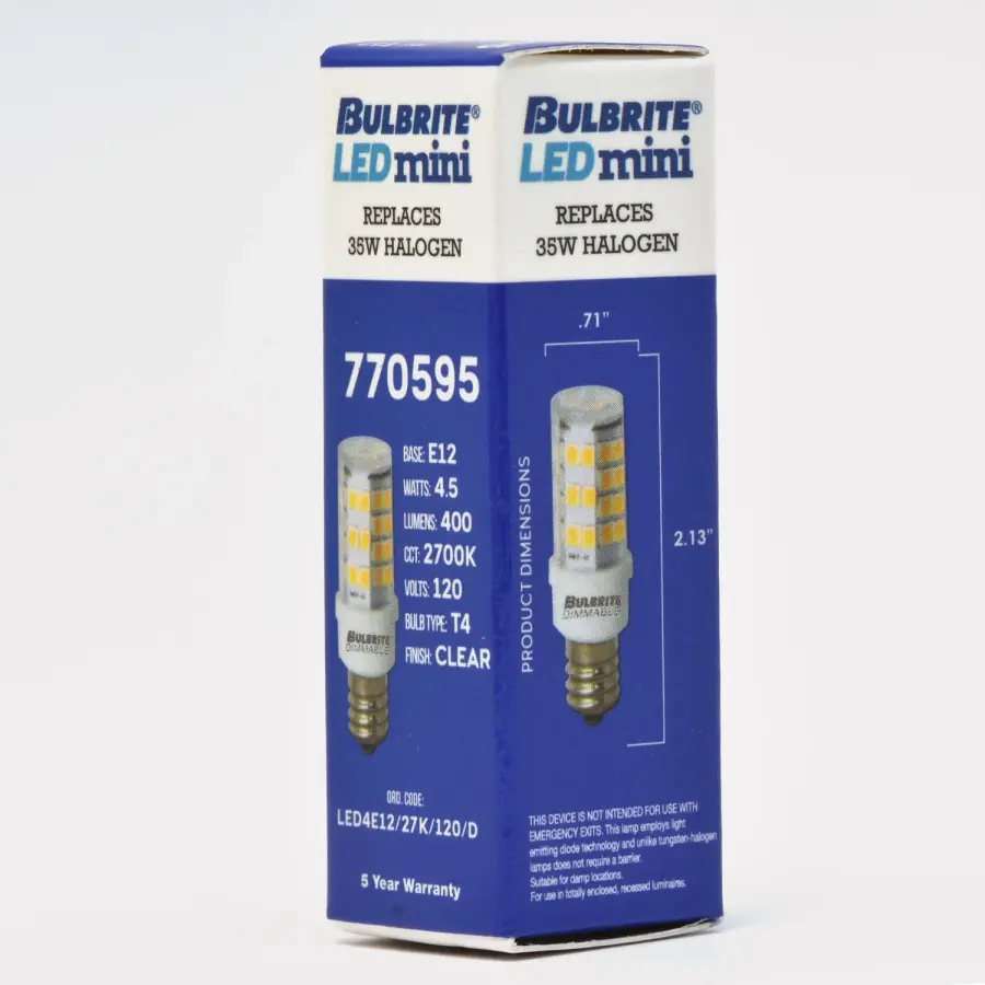 4.5W LED E12 Candelabra Bulb - 2700K Warm White - Image 3