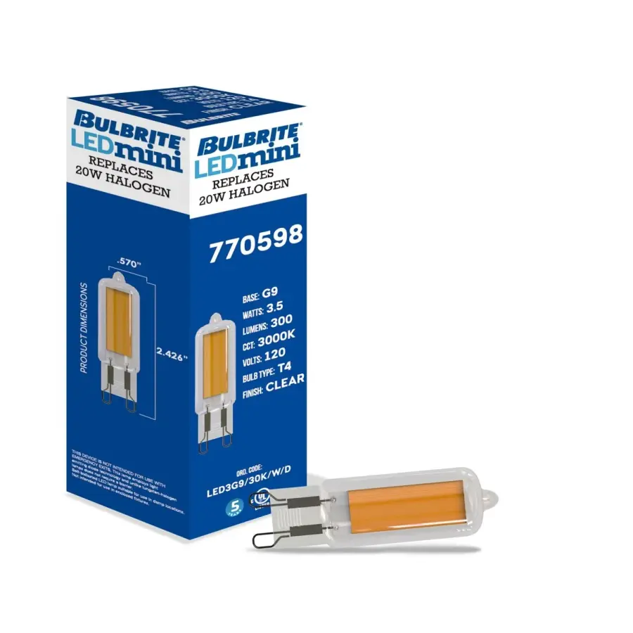 3.5W LED G9 Wafer Bulb - Clear Glass 3000K - Image 2