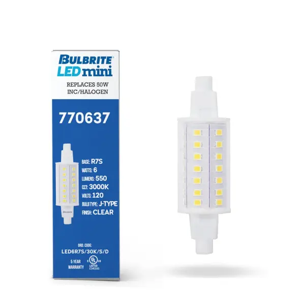 6W LED Double Ended R7S Bulb - Soft White 3000K - Image 3