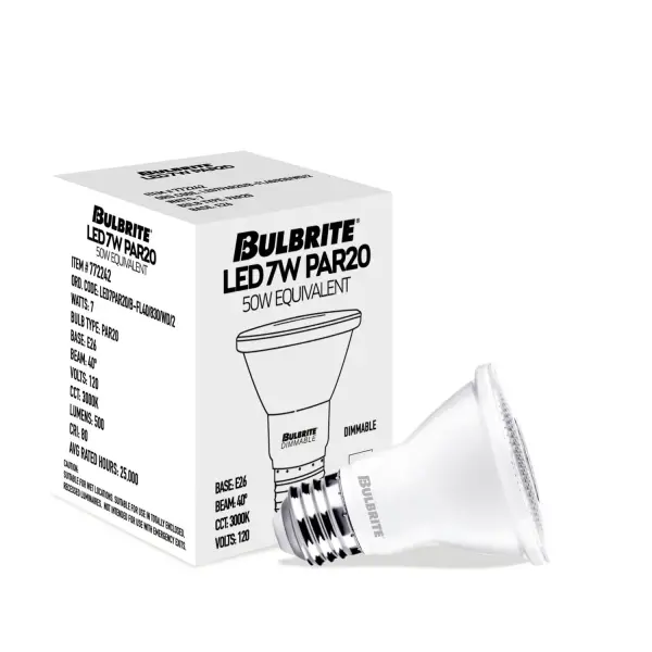 This PAR20 LED bulb delivers reliable 3000K warm white light with smooth dimming performance. UL wet location rated and suitable for enclosed fixtures, it's ideal for both residential and commercial applications. - alternate view