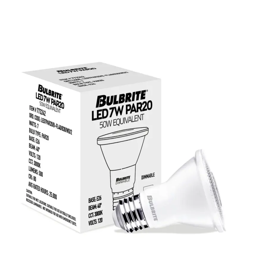 PAR20 LED Flood Bulb 7W 3000K Dimmable - Image 2
