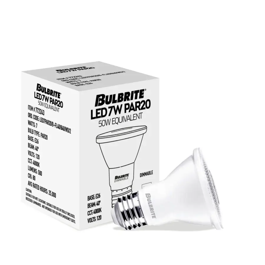 PAR20 LED Bulb 7W 4000K Flood - Image 2