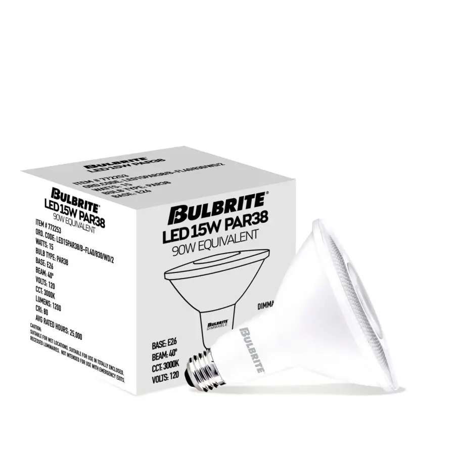 PAR38 LED Flood Bulb 15W 3000K - Image 2