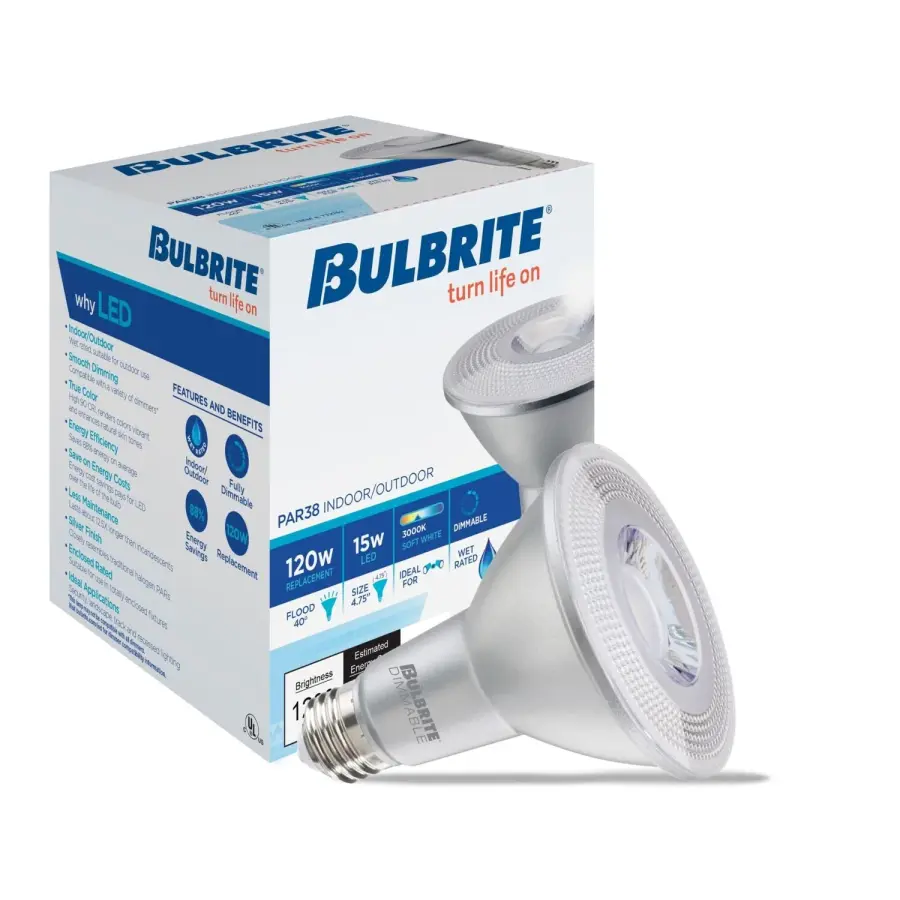 15W LED PAR38 Dimmable Flood Bulb - 3000K Wet Rated - Image 2