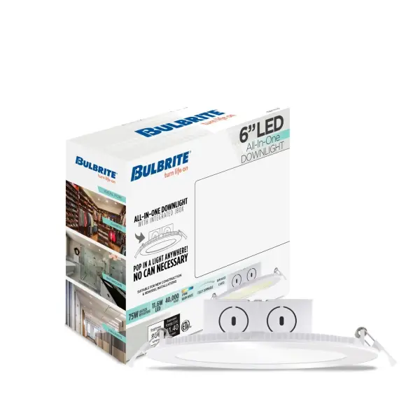 This 6-inch LED recessed downlight offers hassle-free installation without requiring a separate can, making it ideal for both new construction and remodel projects. Features energy-efficient edge lighting technology for diffuse, glare-free illumination. - alternate view