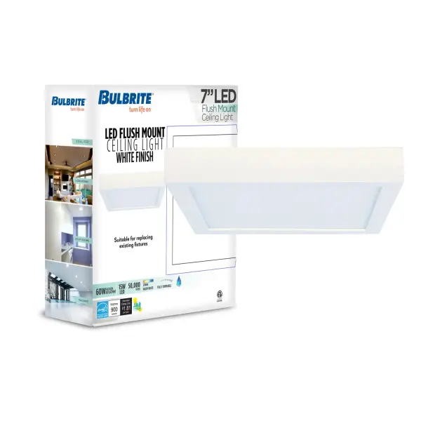 This 7-inch square LED flush mount delivers warm 2700K lighting with JA8 compliance and dimmable functionality. Perfect for hallways, closets, and bathrooms where low-profile, efficient lighting is essential. - alternate view