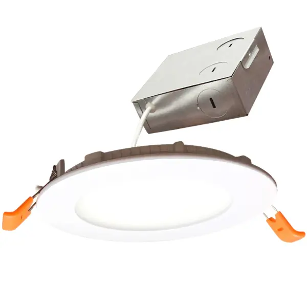 This 4-inch LED recessed downlight solves installation challenges with its remote metal junction box, allowing placement near beams or obstructions. Fully dimmable with 50,000-hour lifespan and Title 24 JA8 compliance.