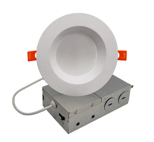 This 4-inch LED recessed downlight offers exceptional installation flexibility with its remote metal junction box, making it ideal for ceilings with beams or obstructions. Features 5-color temperature selection, high lumen output, and 50,000-hour lifespan.