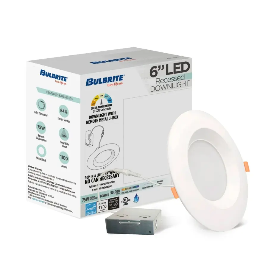 6" LED High Lumen Recessed Downlight with Remote Junction Box - Image 2