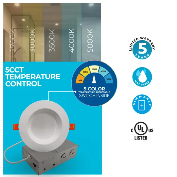 6" LED High Lumen Recessed Downlight with Remote Junction Box - Image 5