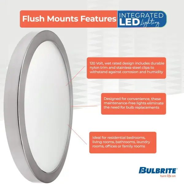 9" LED Flush Mount Ceiling Light - Nickel - Image 3