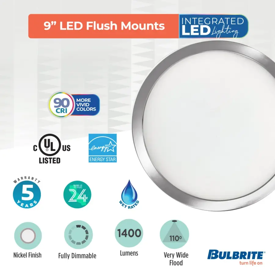 9" LED Flush Mount Ceiling Light - Nickel - Image 7