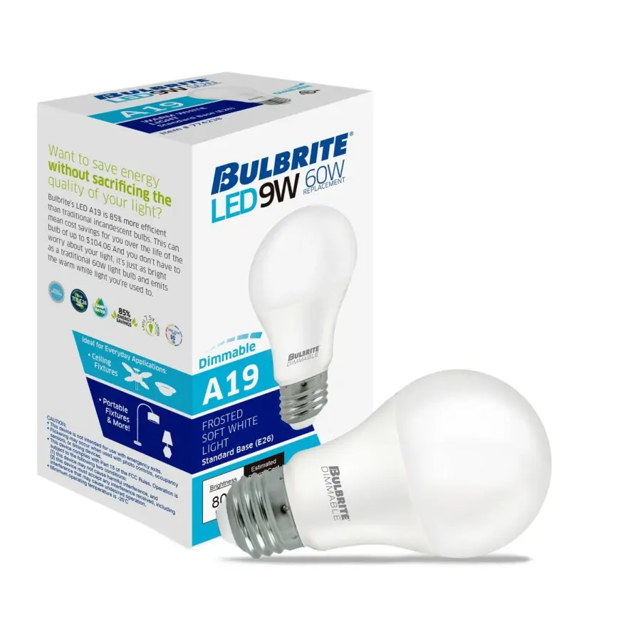 9W LED A19 Dimmable Bulb - 2700K Warm White - Image 2