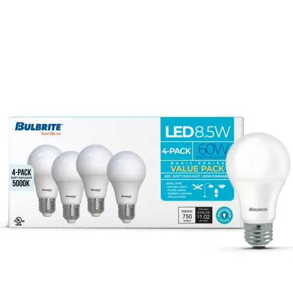 8.5W LED A19 Bulb - Soft Daylight (5000K) - Image 2