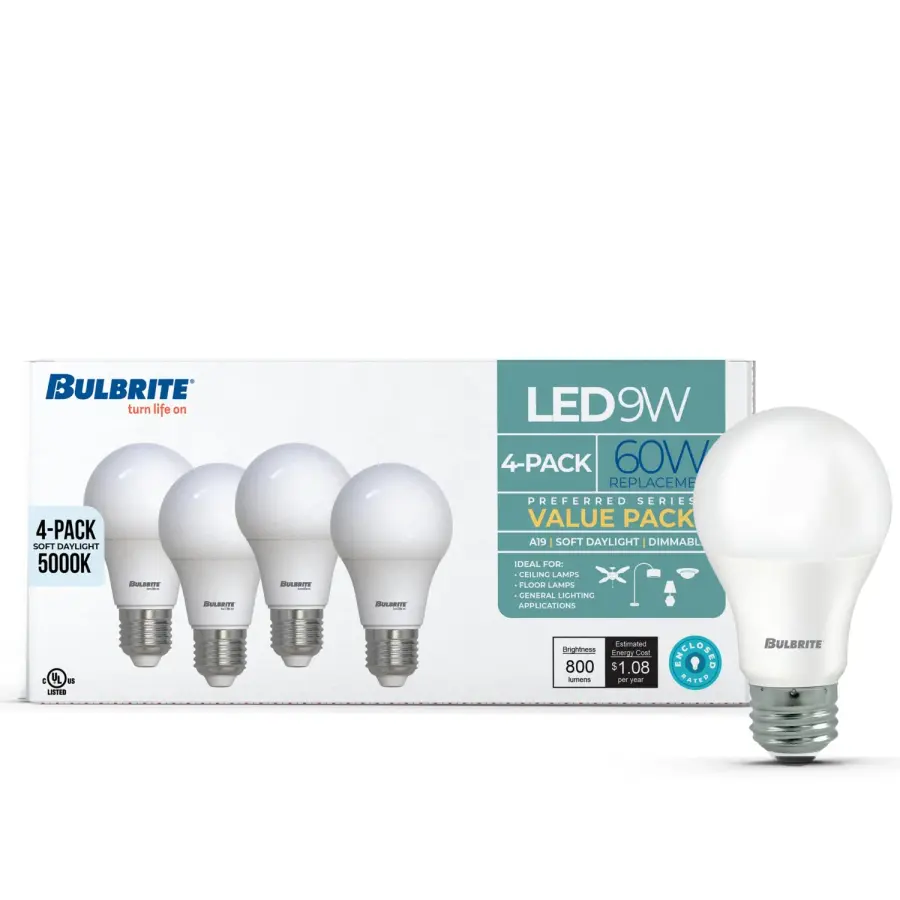 9W LED A19 Dimmable Bulb - Soft Daylight (5000K) - Image 2