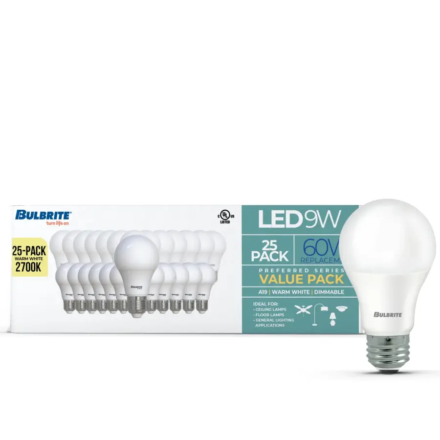 A19 LED Dimmable Bulb - 60W Equivalent (25 Pack) - Image 2