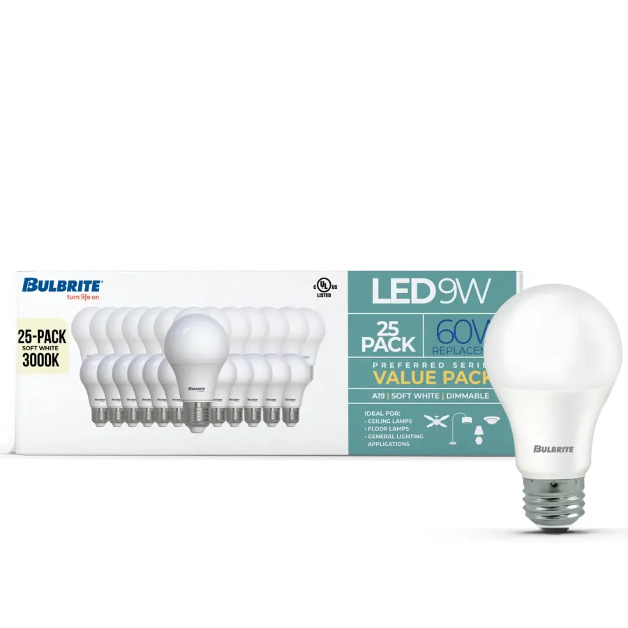 A19 LED Dimmable Bulb - 60W Equivalent (25 Pack) - Image 2