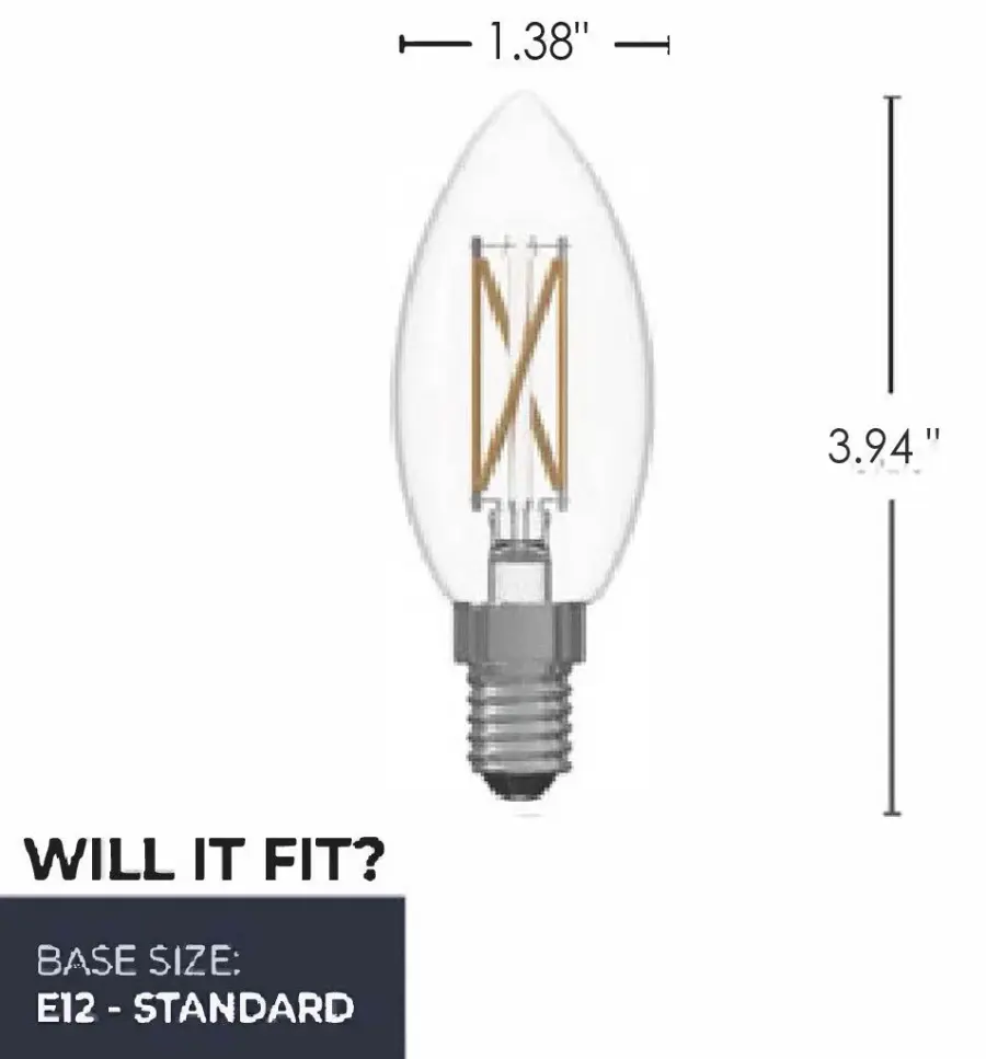 LED B11 Filament Candelabra Bulb - 40W Equivalent - Image 7