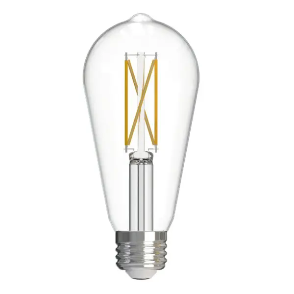 This ST18 LED filament bulb combines classic Edison aesthetics with modern efficiency, delivering 800 lumens of warm 3000K light while using only 7.6W. Fully dimmable with a 15,000-hour lifespan and damp rating for versatile placement.