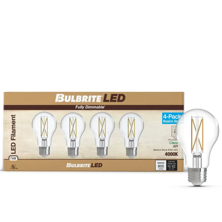 Filaments LED A19 Clear Bulb 4-Pack - Image 2