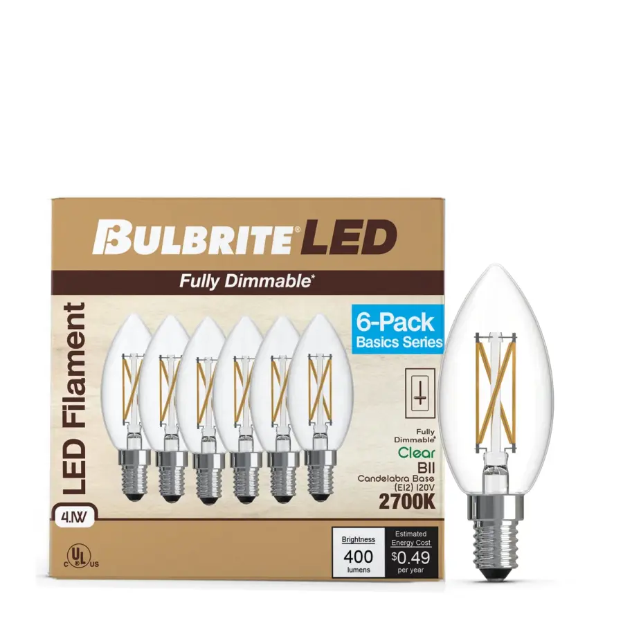 LED B11 Filament Candelabra Bulb 6-Pack - Image 2