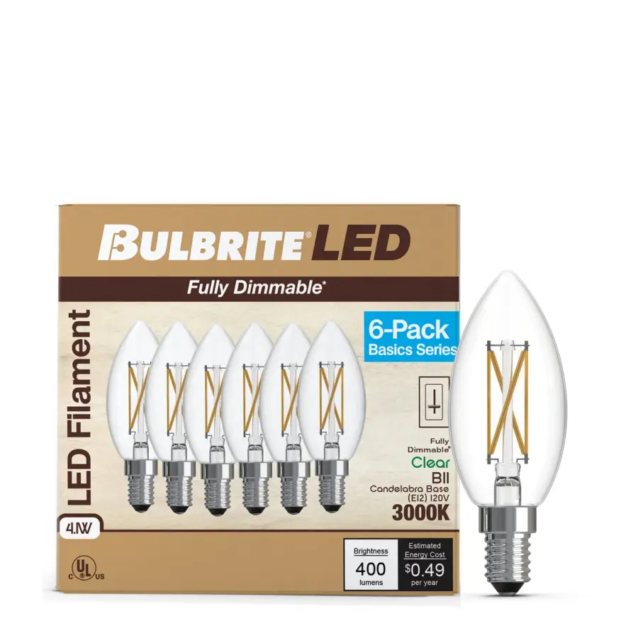 LED B11 Filament Candelabra Bulb - 6 Pack - Image 2