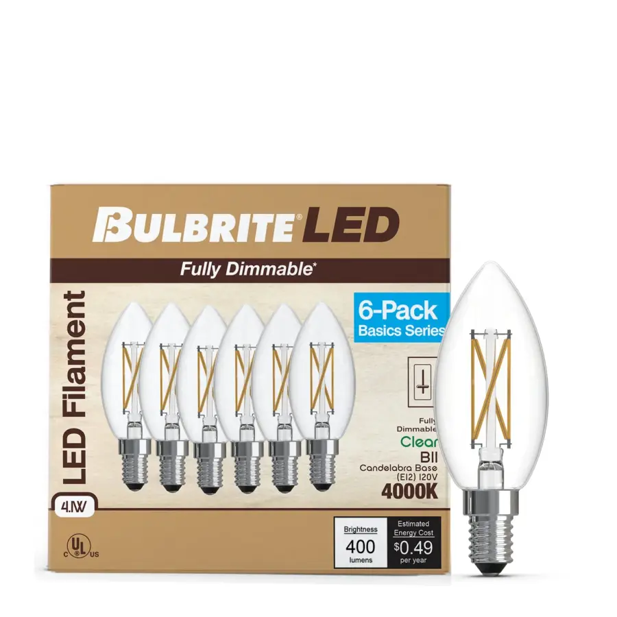 LED B11 Filament Bulb 6-Pack - Cool White 4000K - Image 2