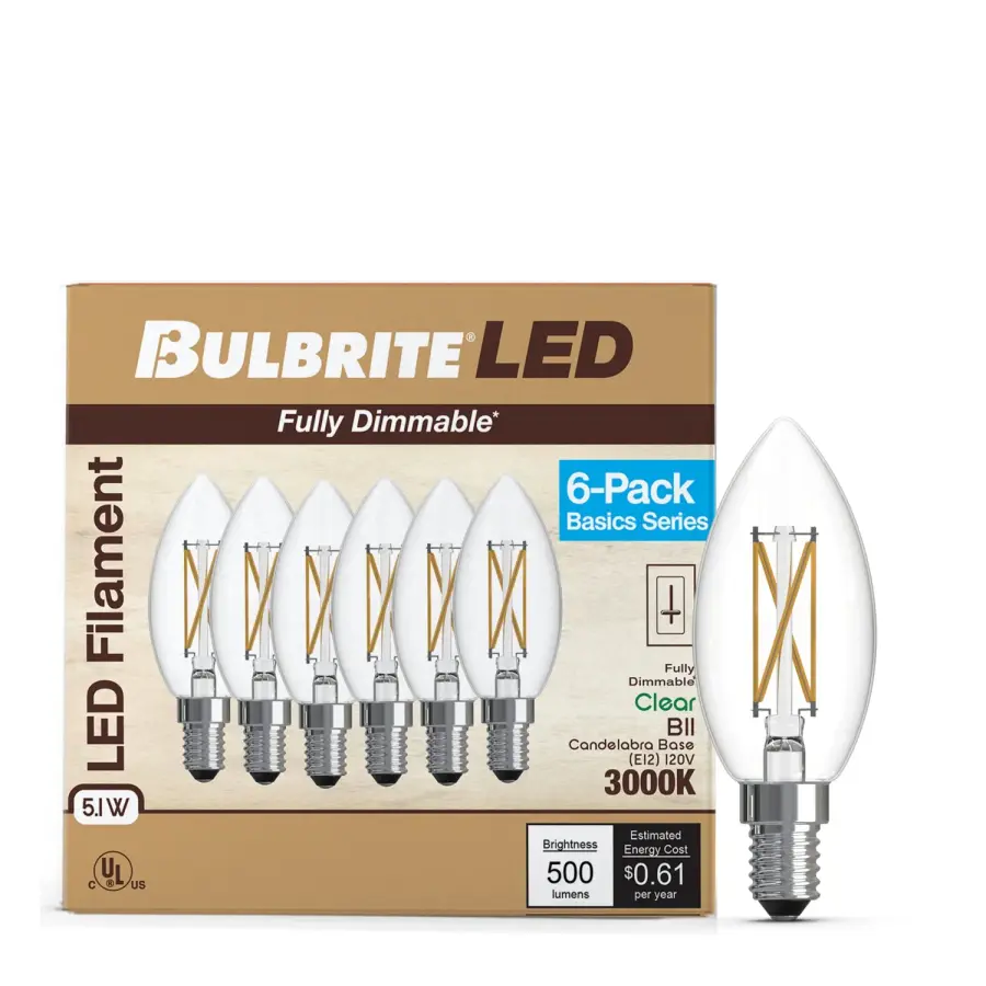 Filaments LED B11 Candelabra Bulb 6-Pack - Image 2