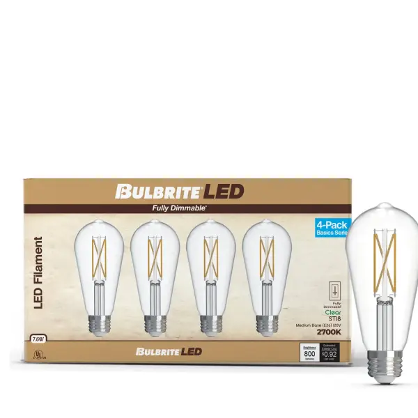 These Edison-style LED bulbs deliver authentic vintage aesthetics with visible filaments while providing energy-efficient performance. At just 7.6W, they match 60W incandescent brightness with 800 lumens and warm 2700K light. - alternate view