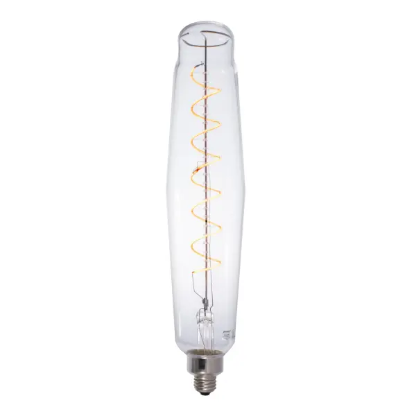 This decorative tubular LED bulb combines nostalgic spiral filament design with energy-efficient technology. At just 4 watts, it delivers 60-watt equivalent brightness with warm 2000K amber light. Fully dimmable and damp-rated for versatile indoor/outdoor use.