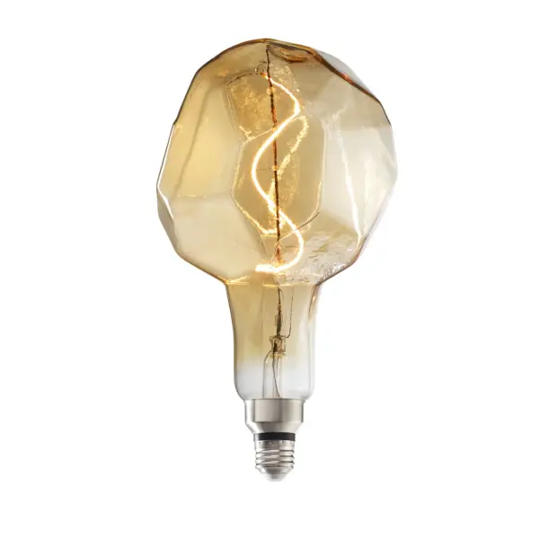 This unique jewel-shaped LED bulb combines energy efficiency with vintage aesthetics. The amber glass and exposed filament design delivers warm 2000K light perfect for creating ambiance in any space.