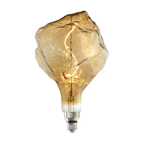 This unique glacier-shaped LED bulb combines nature-inspired design with energy efficiency. The amber glass and antique filament create a warm 2000K glow perfect for ambient lighting. Fully dimmable and ideal for chandeliers, pendants, and statement fixtures.