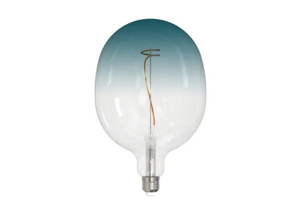 The Gradient Grand bulb features a unique clear-to-blue gradient finish that creates an unmistakable visual statement. Energy-efficient LED technology delivers 200 lumens while using only 4.5 watts, with full dimming capability. - alternate view