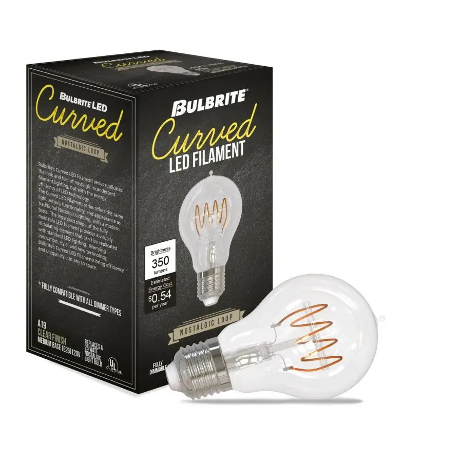 Filaments A19 LED Curved Loop Bulb - Image 2