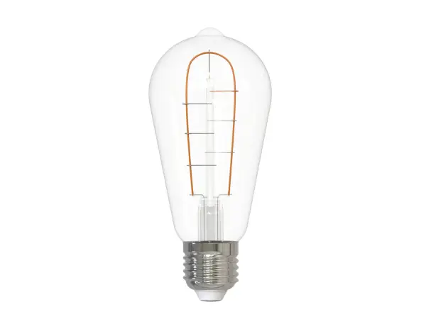 This ST18 Edison-style LED bulb combines nostalgic curved filament design with modern efficiency. At just 3 watts, it delivers warm 2100K amber light equivalent to 25W incandescent. Fully dimmable and wet-rated for versatile indoor/outdoor use.