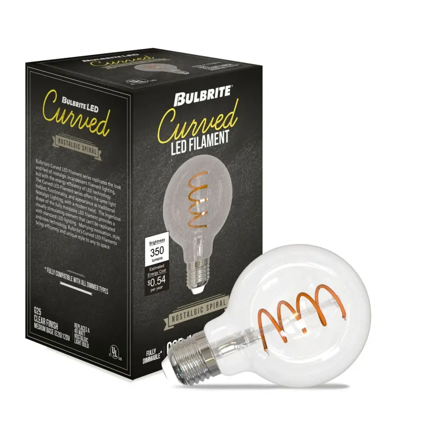 G25 LED Curved Filament Spiral Bulb - Image 1