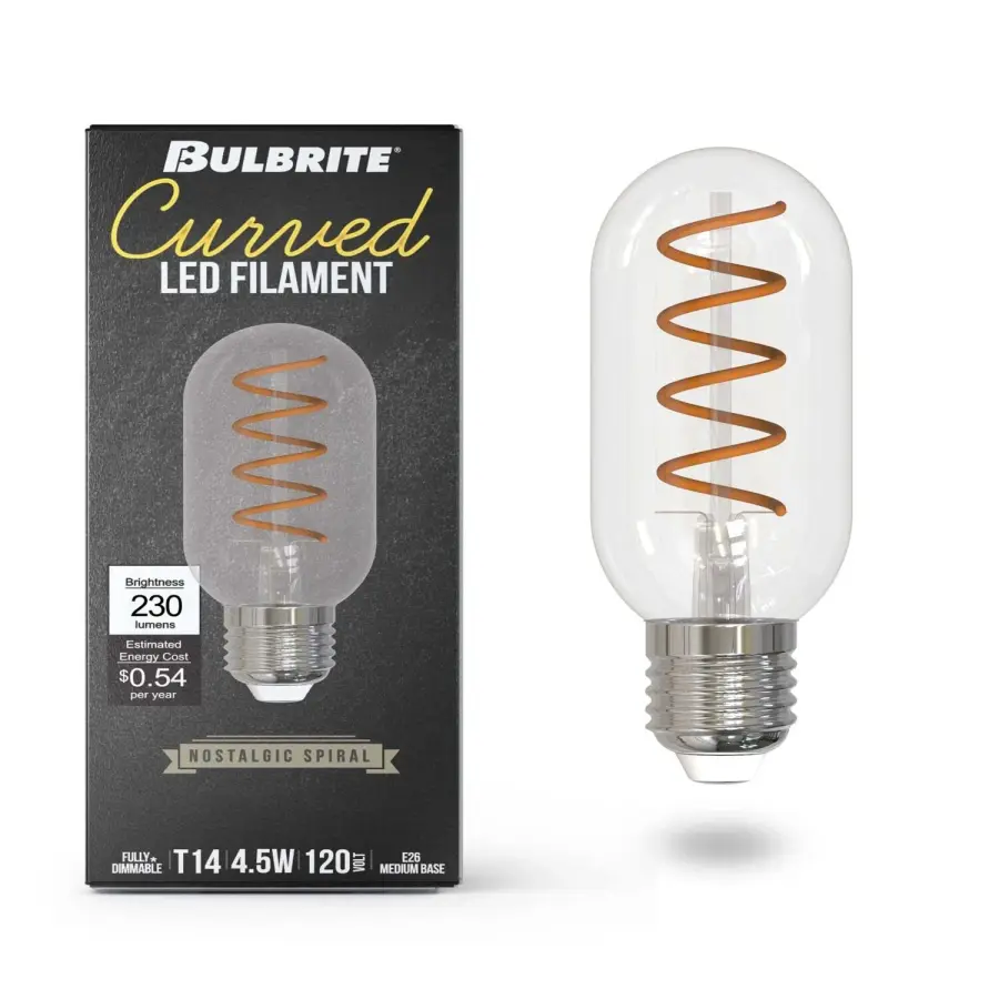 T14 LED Curved Filament Spiral Bulb - Image 2