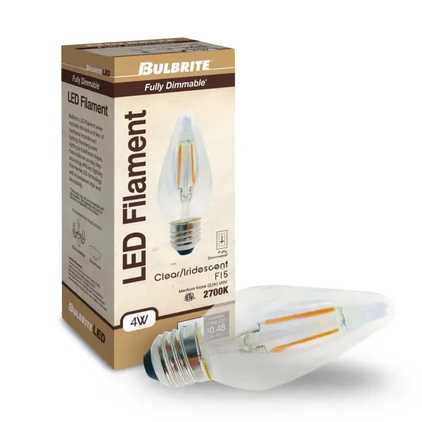 The Fiesta F15 LED bulb combines energy efficiency with eye-catching iridescent glass that creates a vibrant, festive effect. Perfect for exposed bulb fixtures, this dimmable LED delivers warm white light while lasting up to 15,000 hours. - alternate view