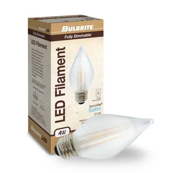 The Spunlite C15 LED bulb combines energy efficiency with stunning aesthetics. Its silk-spun filament design mimics vintage glass flames while delivering warm 2700K light. Fully dimmable and rated for 15,000 hours. - alternate view