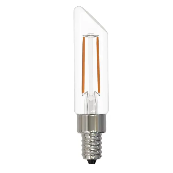 This innovative T6 LED bulb features a distinctive slanted top design that adds visual interest while providing energy-efficient, dimmable lighting. Perfect for exposed bulb fixtures where the bulb itself becomes part of the décor.