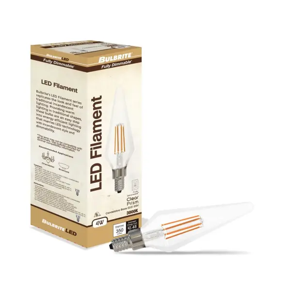 This energy-efficient LED bulb combines modern technology with decorative appeal. The prismatic glass shape creates unique light patterns while the visible filament adds vintage charm to any fixture. - alternate view