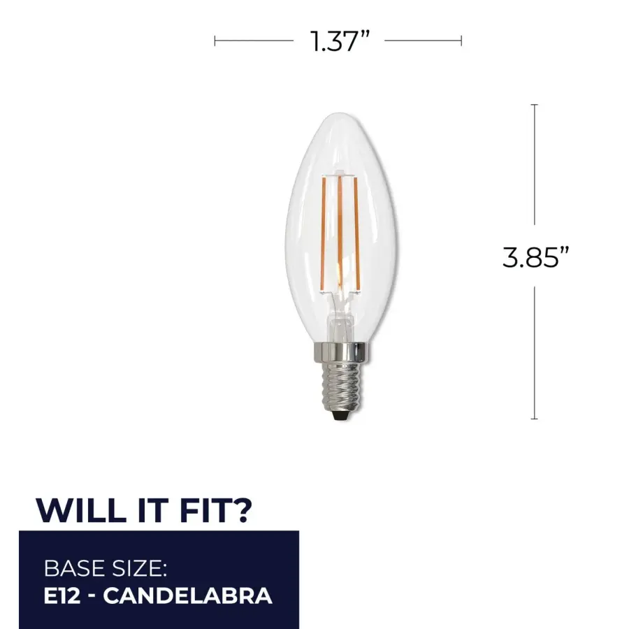 LED Filament B11 Candelabra Bulb - 5W (60W Equivalent) - Image 5