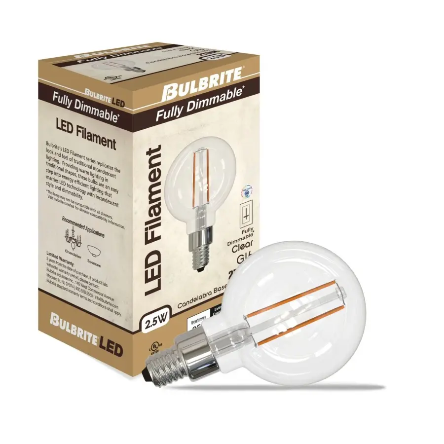 G16 LED Filament Bulb - 2.5W (25W Equivalent) - Image 2