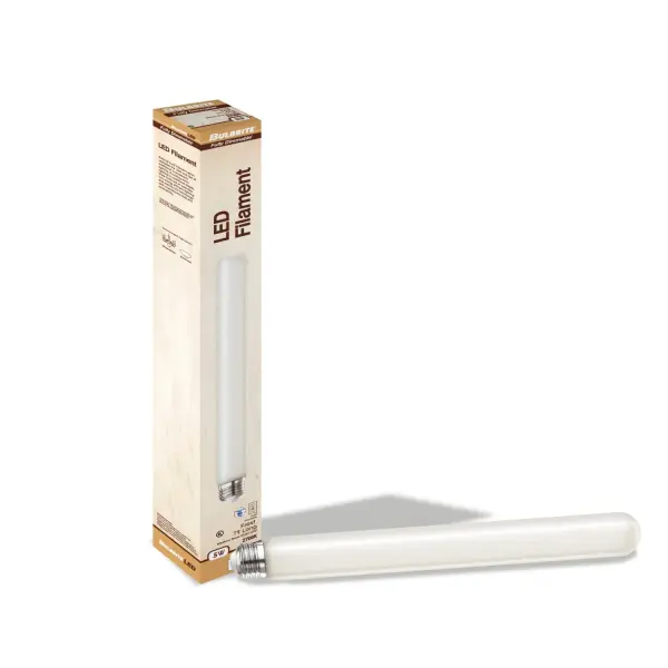 This 11-inch T9 LED bulb combines vintage filament aesthetics with modern efficiency, using only 5W to replace 40W incandescent bulbs. Fully dimmable with warm 2700K light and wet-rated for versatile indoor/outdoor use. - alternate view