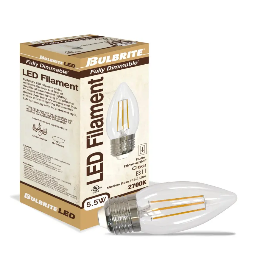 B11 LED Filament Bulb - 5.5W (60W Equivalent) - Image 2