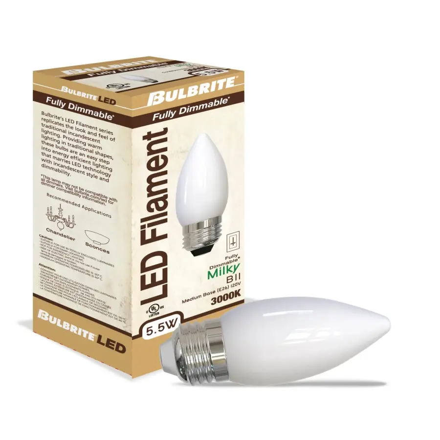 B11 LED Filament Bulb - Milky White - Image 2