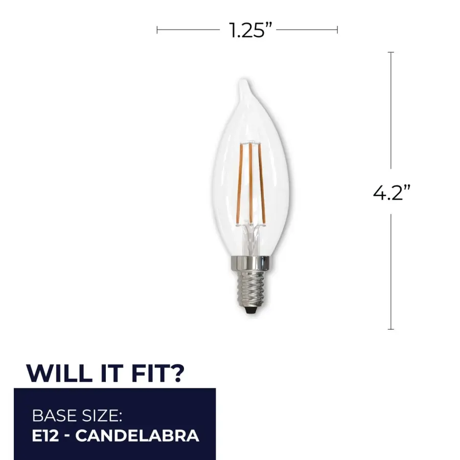 CA10 Filament LED Bulb - Warm White 2700K - Image 5