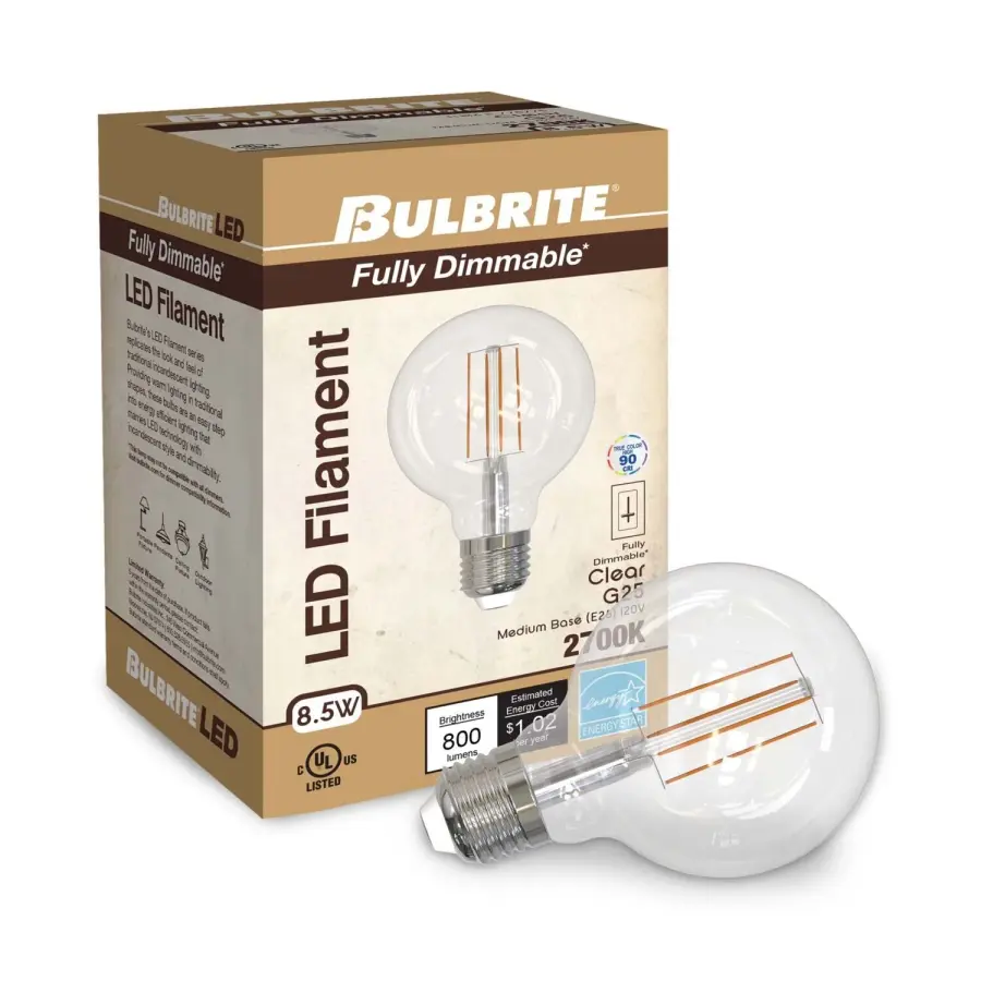 G25 LED Filament Globe Bulb - 8.5W (100W Equivalent) - Image 2