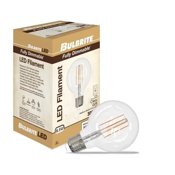 G25 LED Filament Globe Bulb - 8.5W (100W Equivalent) - Image 2